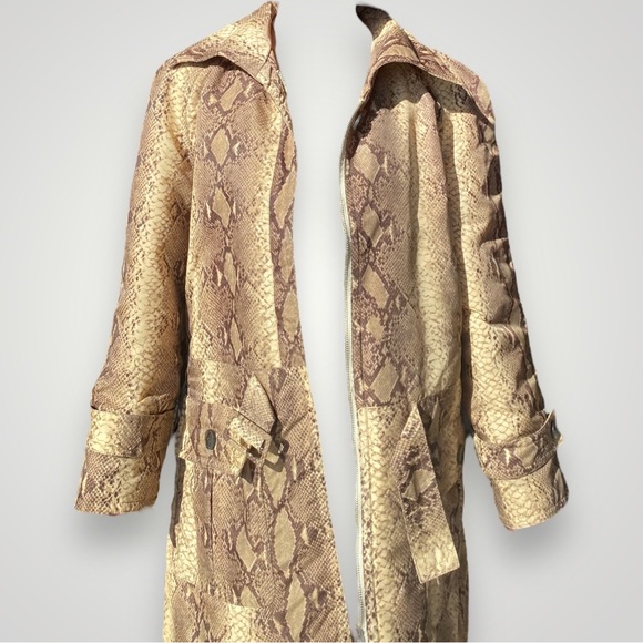 Valentino Snake Print Trench Coat in Brown and Tan - Picture 4 of 7